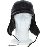 Leather Hunting Trapper Hat With Sheepskin Fur Black/brissa: 018S