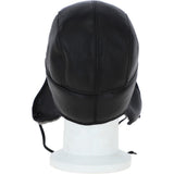 Leather Hunting Trapper Hat With Sheepskin Fur Black/brissa: 018S