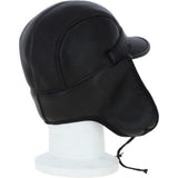 Leather Hunting Trapper Hat With Sheepskin Fur Black/brissa: 018S