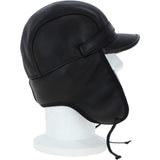 Leather Hunting Trapper Hat With Sheepskin Fur Black/brissa: 018S