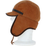 Leather Hunting Trapper Hat With Sheepskin Fur Tan/brn: 018S