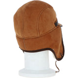 Leather Hunting Trapper Hat With Sheepskin Fur Tan/brn: 018S