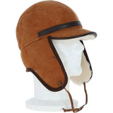 Leather Hunting Trapper Hat With Sheepskin Fur Tan/brn: 018S