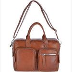 Two Section Oily Hunter Leather Work Bag Tan : 1662