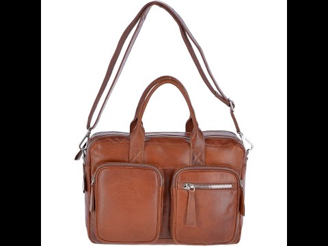 Two Section Oily Hunter Leather Work Bag Tan : 1662