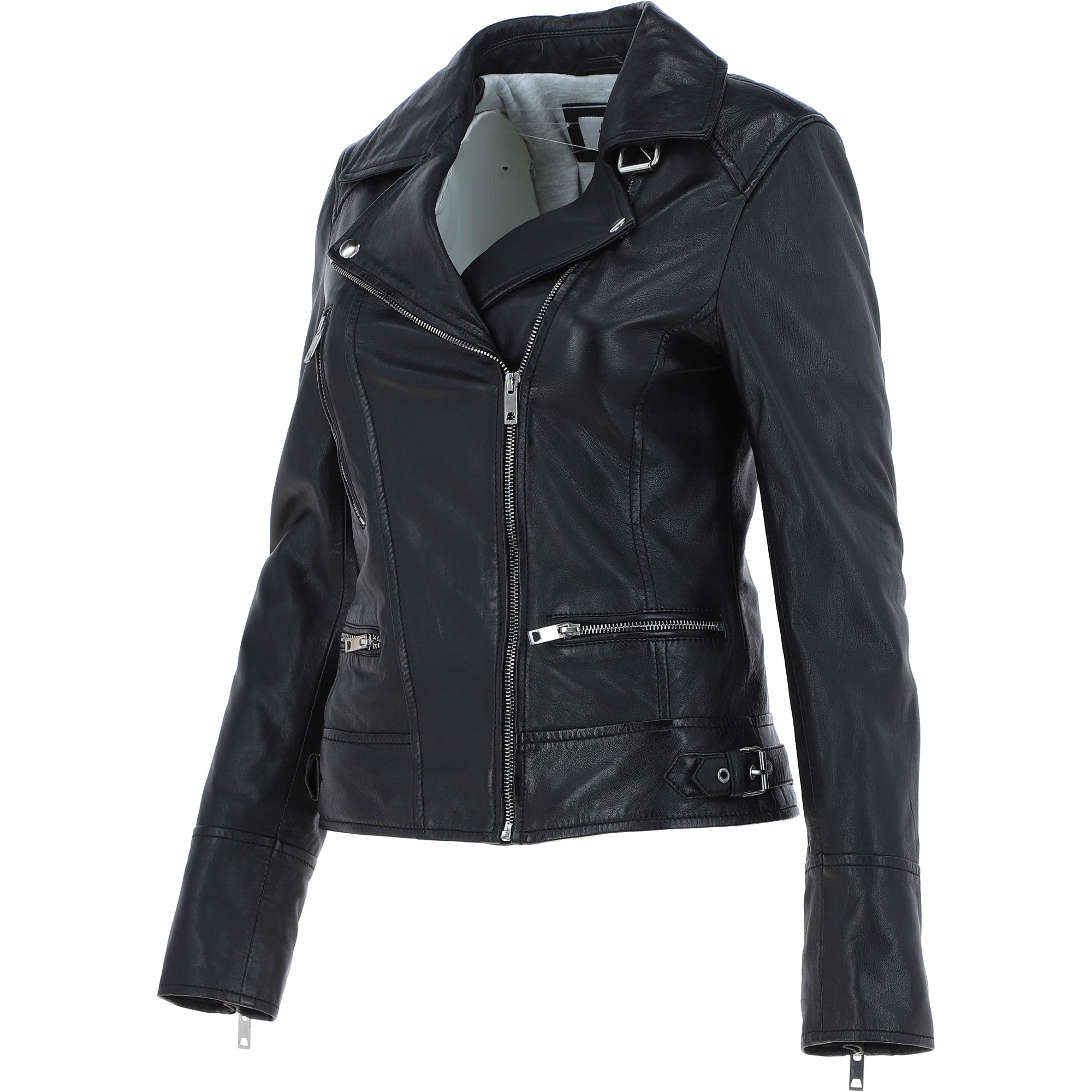 Women's Leather Biker Style Jacket Black/app : 1132 BIKER