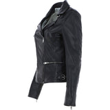 Women's Leather Biker Style Jacket Black/app : 1132 BIKER