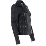 Women's Leather Biker Style Jacket Black/app : 1132 BIKER