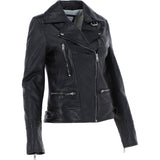 Women's Leather Biker Style Jacket Black/app : 1132 BIKER