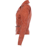 Women's Leather Biker Style Jacket Veg Tan : 1132 BIKER