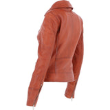 Women's Leather Biker Style Jacket Veg Tan : 1132 BIKER