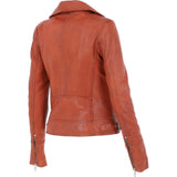 Women's Leather Biker Style Jacket Veg Tan : 1132 BIKER