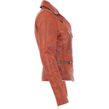 Women's Leather Biker Style Jacket Veg Tan : 1132 BIKER