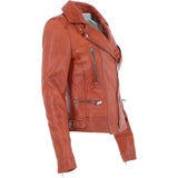 Women's Leather Biker Style Jacket Veg Tan : 1132 BIKER