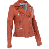 Women's Leather Biker Style Jacket Veg Tan : 1132 BIKER