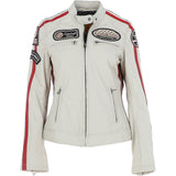 Women's Fashion Leather Biker Style Jacket Beige: 1133