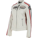 Women's Fashion Leather Biker Style Jacket Beige: 1133