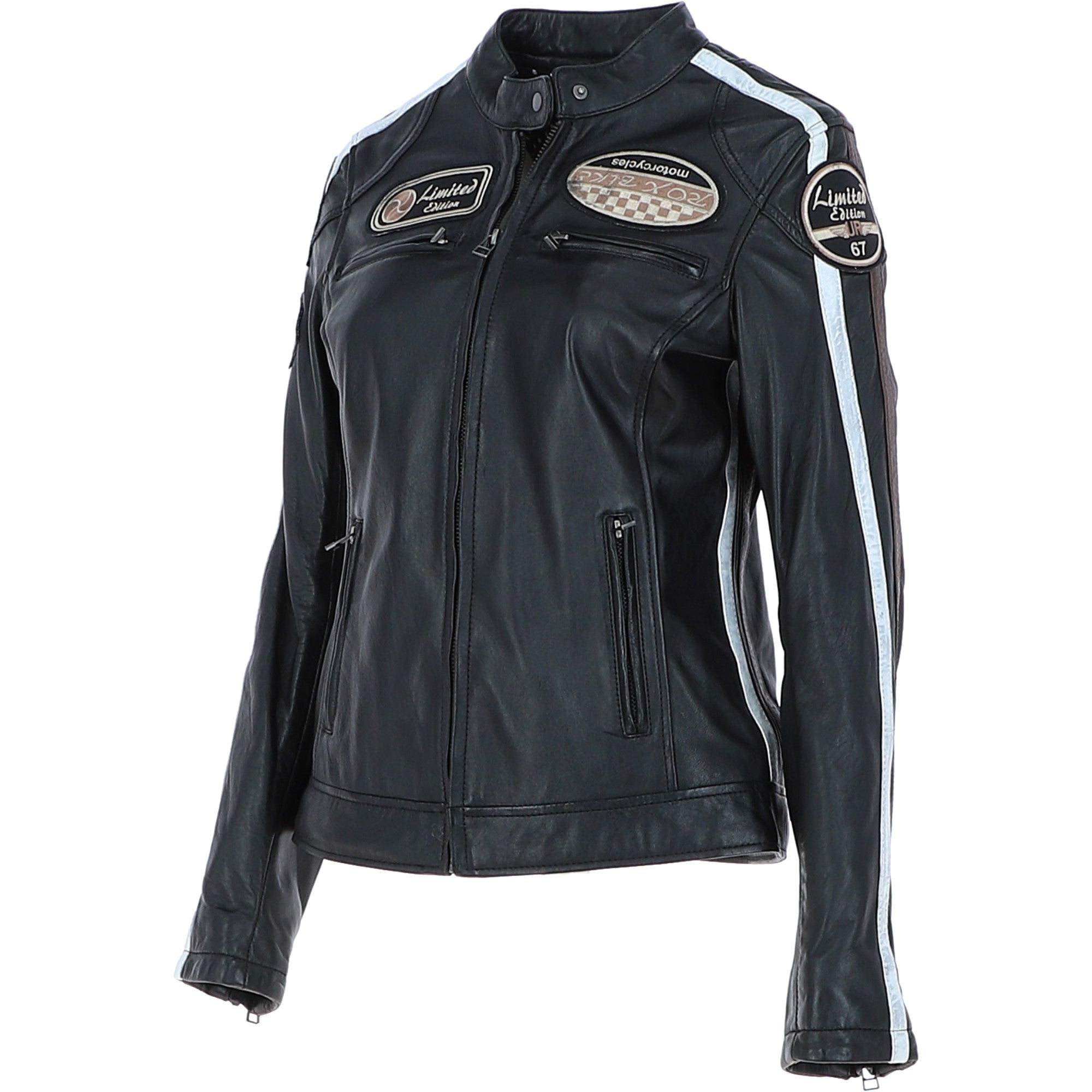 Women's Fashion Leather Biker Style Jacket Black: 1133