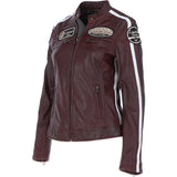 Women's Fashion Leather Biker Style Jacket Bordeaux: 1133