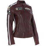 Women's Fashion Leather Biker Style Jacket Bordeaux: 1133