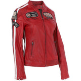 Women's Fashion Leather Biker Style Jacket Red: 1133