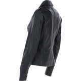 Women's Side Zip Leather Biker Jacket Black: 1141