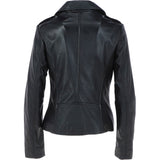 Women's Side Zip Leather Biker Jacket Black: 1141