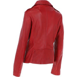 Women's Side Zip Leather Biker Jacket Red: 1141