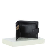 Classic 3 Card & ID Billfold Tab Wallet Leather Wallet Black : 1222-VT