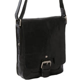 Mens Leather Flight Bag Black/crum : 8341
