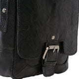 Mens Leather Flight Bag Black/crum : 8341