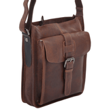 Mens Three Pocket Luxury Small Leather Flight Bag Tan : 4551