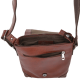 Mens 3 Pocket Luxury Small Leather Flight Bag Tan : Jack