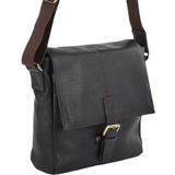 Mens Small Leather Flight Side Bag Brown/tum : Murphy