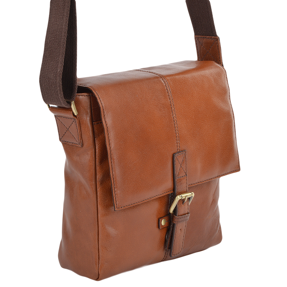 Mens Small Leather Flight Side Bag Chestnut/vt : Murphy