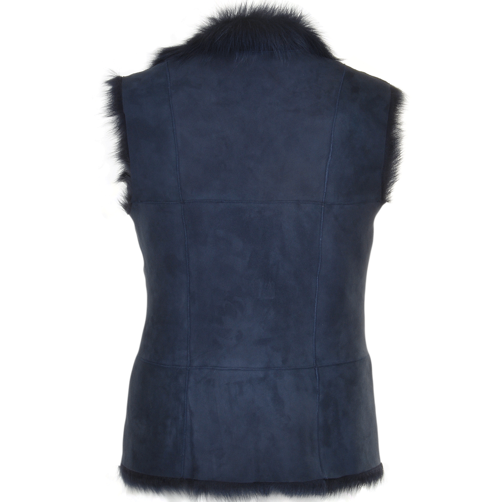 Toscana Suede Leather Gilet Navy: KB-42