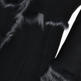 Toscana Long Haired Shearling Jacket With Large Hood Black: KB 32 HOODED