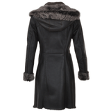 3/4 Hooded Toscana Sheepskin Coat  Brown: B-5689