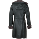 3/4 Hooded Toscana Sheepskin Coat Green: B-5689