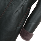 3/4 Hooded Toscana Sheepskin Coat Green: B-5689