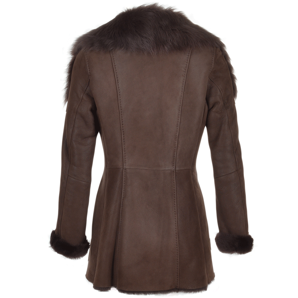 Long Hair Toscana Lapel Coat Brown: B-403