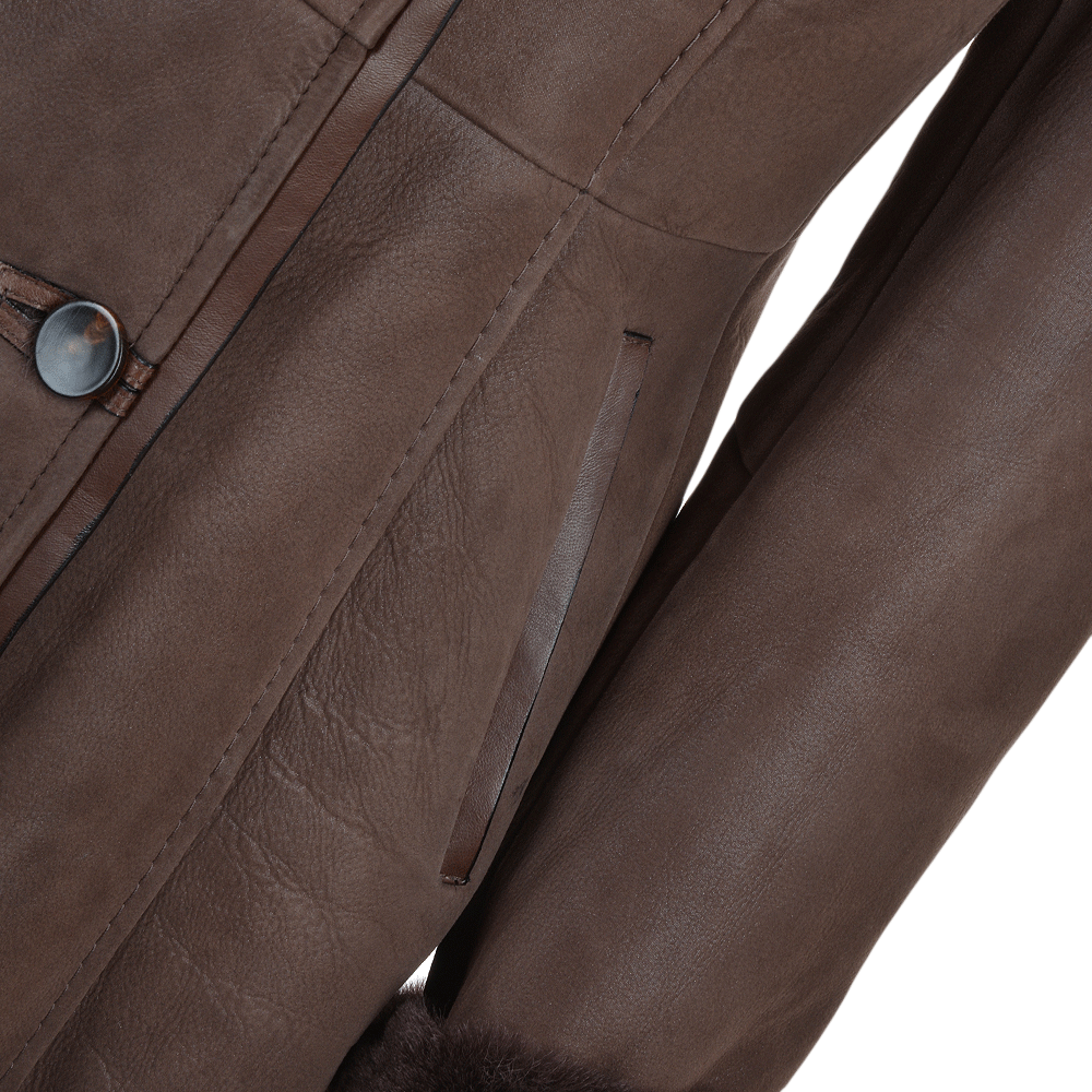 Long Hair Toscana Lapel Coat Brown: B-403