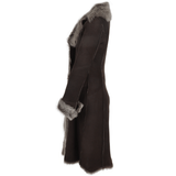 Long Length Toscana Suede Leather Coat Brown: KB 270