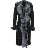 Long Length Toscana Suede Leather Coat Black: KB 270