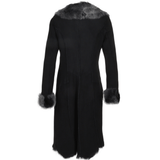 Long Length Toscana Suede Leather Coat Black: KB 270