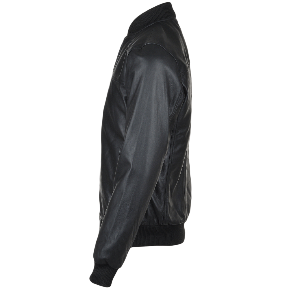 Leather Bomber Jacket  Black: FO WILLIE
