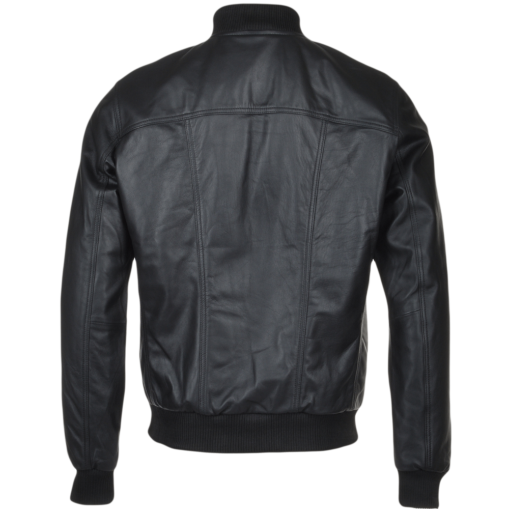 Leather Bomber Jacket  Black: FO WILLIE