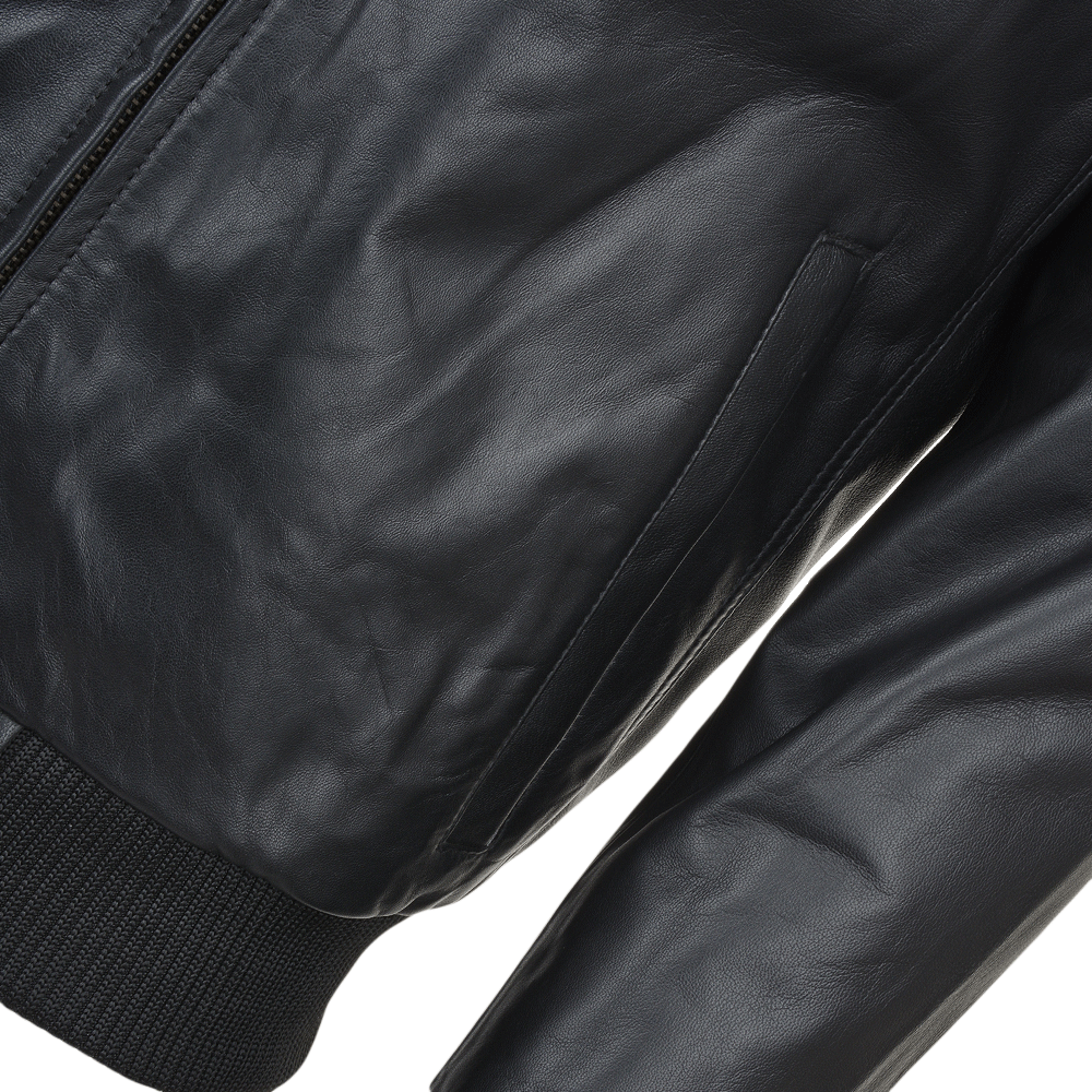 Leather Bomber Jacket  Black: FO WILLIE