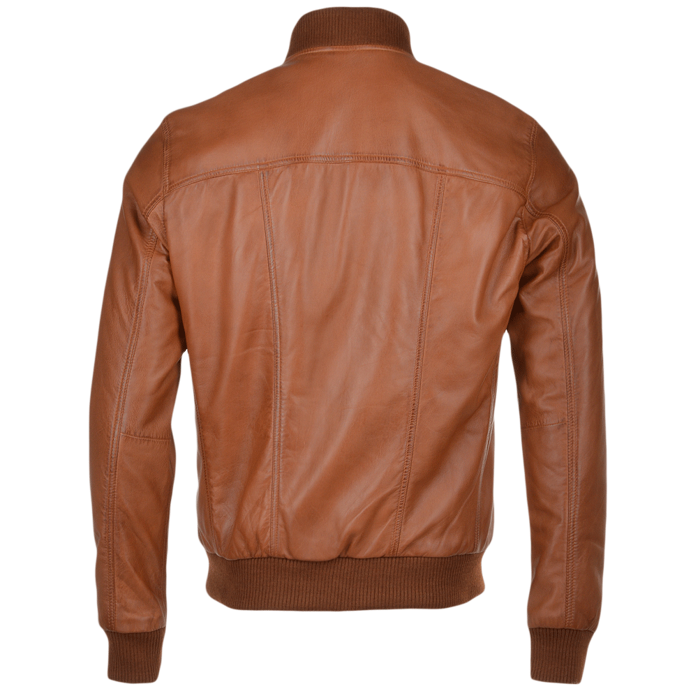 Leather Bomber Jacket  Tan: FO WILLIE