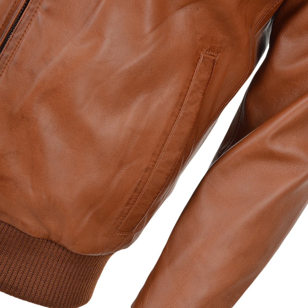 Leather Bomber Jacket  Tan: FO WILLIE